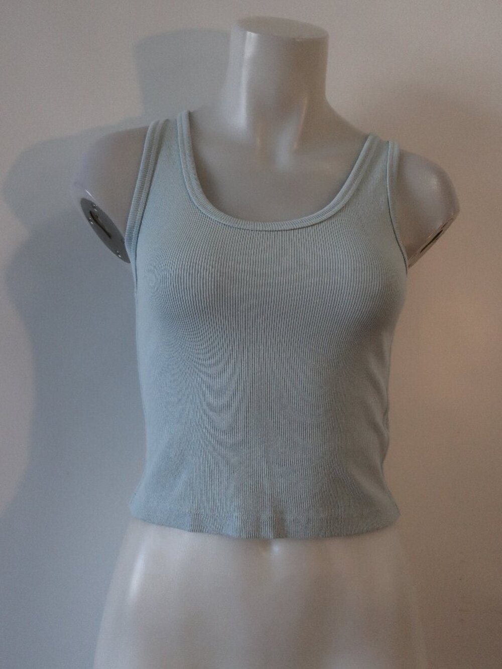 NWT Womens PerfectWhiteTee Blue Ribbed Scoop Neck Tank Top XS